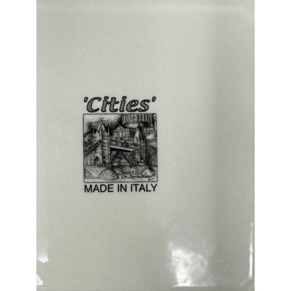 BRUNELLI CITIES LONDON Square Dinner Plate Black White Wall Decor Made In Italy - Picture 9 of 10